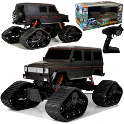 Duży terenowy samochód zdalnie sterowany Amfibia Auto RC 1:12 4x4 gąsienice czarny