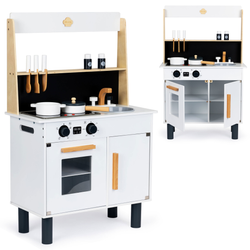 Duża drewniana kuchnia z akcesoriami dla dzieci Piekarnik Podświetlana płyta Ecotoys CA12202