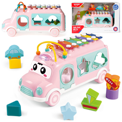 Interaktywny autobus edukacyjny dla dzieci Sorter i cymbałki HUANGER