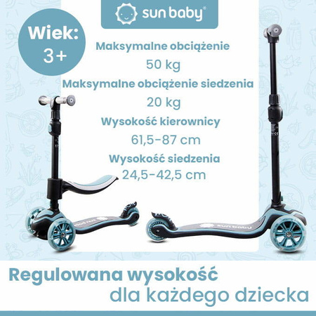 Hulajnoga balansowa trójkołowa dla dzieci Sun Baby niebieska Flash koła LED
