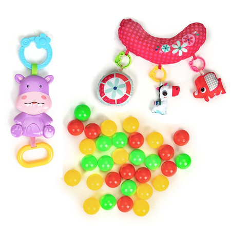 Wielofunkcyjna duża mata edukacyjna dla dzieci Kojec z piłeczkami Zwierzątka 3w1