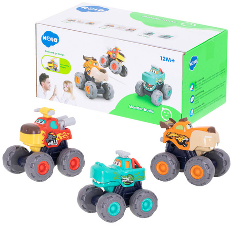 Zestaw samochody Monster truck zwierzaki z napędem 3 szt