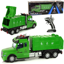 Zdalnie sterowana śmieciarka na pilota dla dzieci zielona światło dźwięk