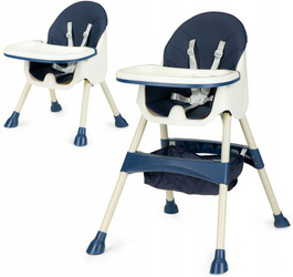 Krzesełko do karmienia dzieci fotelik 2w1 tacka granatowy Ecotoys HC-823 BLUE