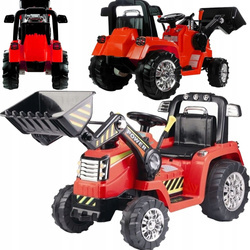 Elektryczny traktor na akumulator dla dzieci z łyżką koparka czerwony ZP1005