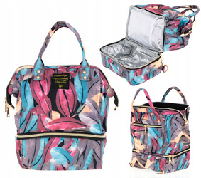 Torba do wózka dla dzieci plecak do rodziców na pieluchy przybory butelki organizer w liście wielokolorowy