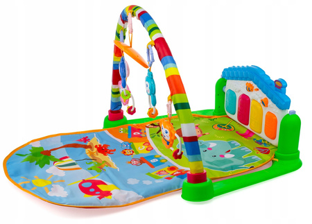 Mata edukacyjna dla dzieci interaktywna muzyczna pianinko grzechotki małpki lusterko 4w1