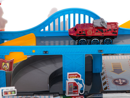 Duży rozkładany transporter Wóz Strażacki Parking Straż Pożarna dla dzieci z akcesoriami