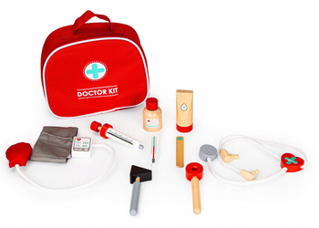 Zestaw małego lekarza doktora dla dzieci torba drewniane akcesoria przybory medyczne Ecotoys