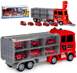 Duża ciężarówka strażacka laweta samochód 6 aut garaż tir Ecotoys HC484968