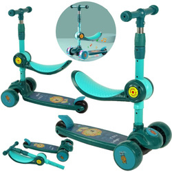 Trójkołowa hulajnoga balansowa dla dzieci z siedziskiem zielona lew świecące koła