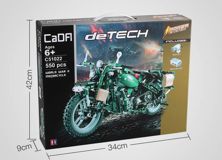 Klocki konstrukcyjne CADA Motocykl militarny Motor dla dzieci 550 elementów