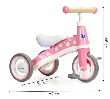 Rowerek biegowy z pedałami Rower trójkołowy dla dzieci Ecotoys różowy LC-V1850 PINK