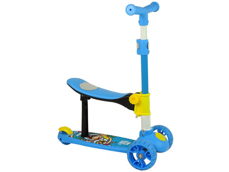 Trójkołowa hulajnoga balansowa dla dzieci niebieska z siedziskiem