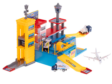 Duży parking z matą Lotnisko Samolot dla dzieci Zestaw pojazdów Ciężarówki 70 elementów