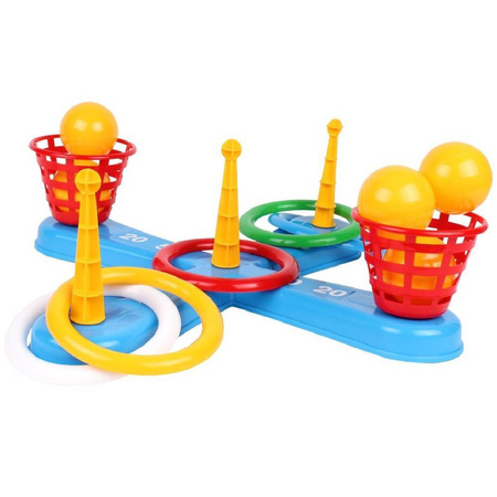 Gra zabawa zręcznościowa dla dzieci rzut do celu piłeczki pierścienie 