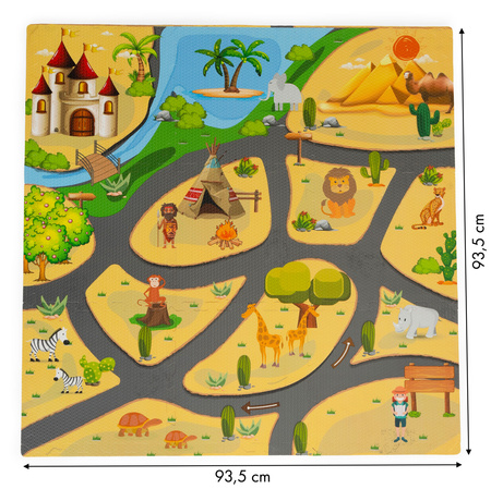 Mata edukacyjna puzzle piankowe dla dzieci safari dywanik  do pokoju dziecka 93x93 cm