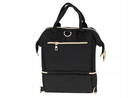 Czarna torba do wózka na rzeczy dla dzieci organizer dla rodziców na pieluchy butelki plecak dla mamy taty