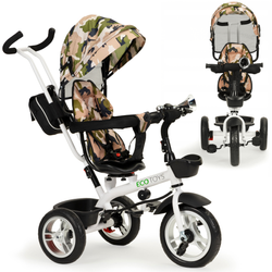 Rower rowerek trójkołowy Wózek z obracanym daszkiem dla dzieci kamuflaż Ecotoys JM-322 CAMOFLAGE