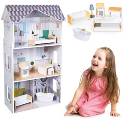 Duży drewniany domek dla lalek z mebelkami Rezydencja Grace 96 cm Ecotoys
