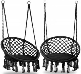 Wiszący fotel Bocianie gniazdo z poduszką Krzesło ogrodowe czarne Modernhome GW-076B + PODUSZKA