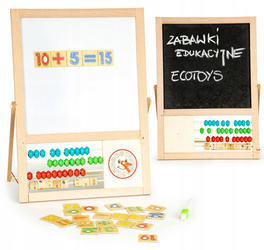 Drewniana dwustronna tablica edukacyjna magnetyczna dla dzieci liczydło Ecotoys MB385