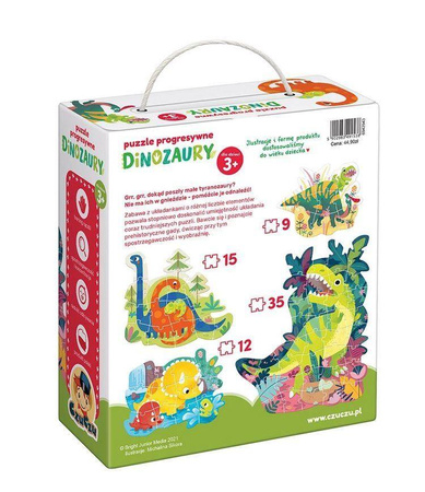 CzuCzu Puzzle Progresywne - Dinozaury 71 el 4 obrazki