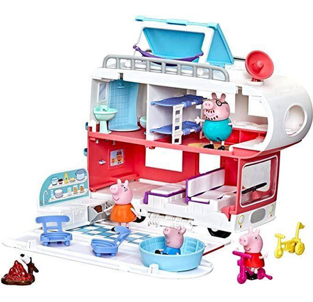 Zestaw Świnka Peppa rodzinny kamper figurki akcesoria dla dzieci efekty dźwiękowe Hasbro 