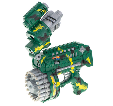 Duży karabin bębenkowy Wyrzutnia na naboje Pistolet na strzałki BLASTER dla dzieci 40 nabojów zielony