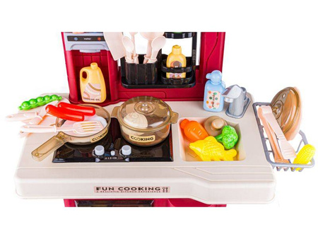 Multifunkcyjna kuchnia dla dzieci światło dźwięk naczynia jedzenie bordowa