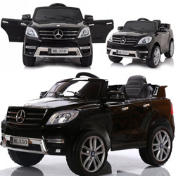Czarny samochód na akumulator Mercedes ML350 elektryczny Auto dla dzieci światła LED 2 silniki