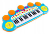Niebieskie elektroniczne organki dla dzieci pianinko keyboard mikrofon stołek taboret