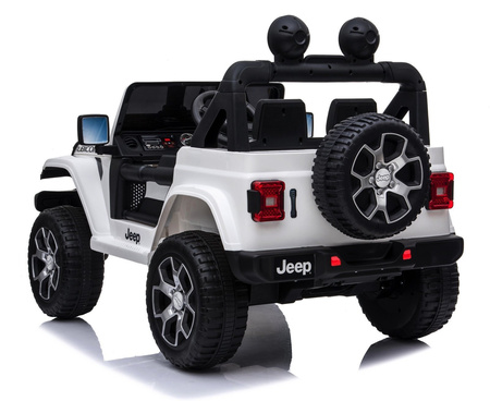 Samochód na akumulator Jeep Wrangler Rubicon elektryczny Auto dla dzieci 2 silniki światła LED biały