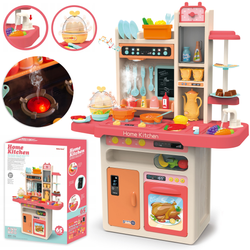 Interaktywna duża kuchnia kuchenka dla dzieci para akcesoria różowa
