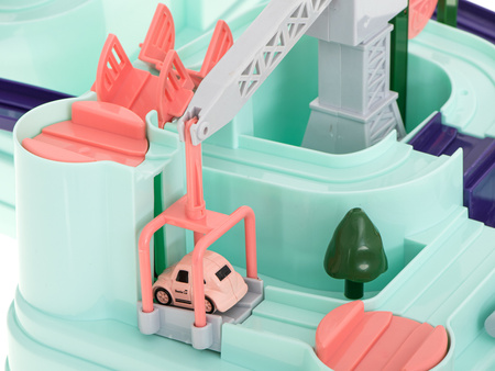 Interaktywny tor samochodowy z przeszkodami dla dzieci 4 samochody Zestaw dla 2 osób