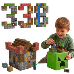 Zestaw klocki magnetyczne pixele 338 elementów pudełko dla dzieci Minecraft
