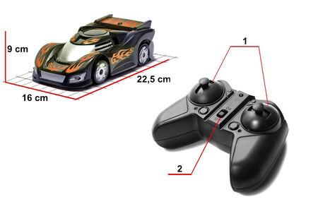 Samochód zdalnie sterowany Defier Climbing Car Auto RC na pilota Jeździ po ścianach pomarańczowy
