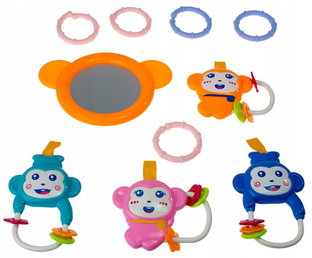 Mata edukacyjna dla dzieci interaktywna muzyczna pianinko grzechotki małpki lusterko 4w1