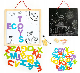Dwustronna magnetyczna tablica edukacyjna dla dzieci kredowa literki Ecotoys ESC-W-018A