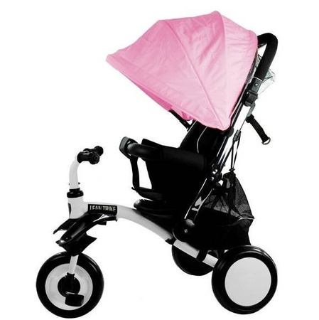 Rowerek trójkołowy dla dzieci wózek spacerówka z daszkiem PRO400 różowy