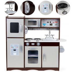 Duża drewniana kuchnia dla dzieci lodówka piekarnik mikrofala telefon Ecotoys 83 cm