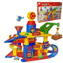 Duży 4-poziomowy garaż Parking Tor samochodowy dla dzieci Autka 74 elementów