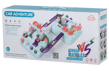 Interaktywny tor samochodowy z przeszkodami dla dzieci 4 samochody Zestaw dla 2 osób