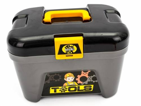 Warsztat naprawczy z narzędziami i walizką małego majsterkowicza