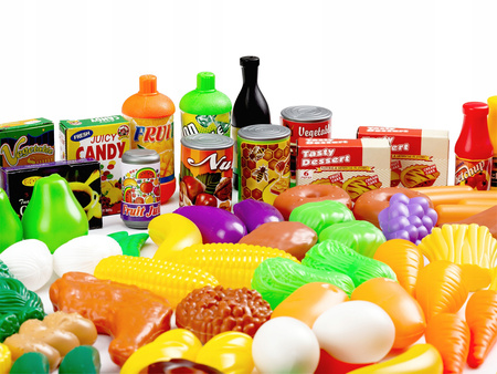 Plastikowe warzywa i owoce Zestaw Kuchnia 120 elementów