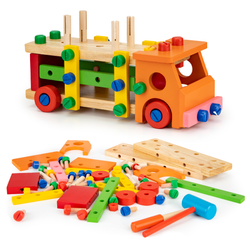 Drewniane klocki konstrukcyjne dla dzieci Zestaw 58 elementów do układania