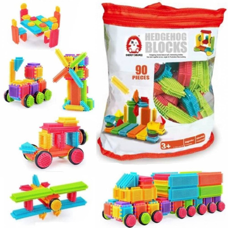 Klocki konstrukcyjne edukacyjne jeżyki 90 elementów w torbie