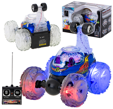 Samochód zdalnie sterowany RC dla dzieci Tumbler PL tańczy i świeci niebieski