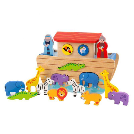 Drewniany sorter zabawka edukacyjna dla dzieci Arka Noego zwierzęta 16 figurek Ecotoys