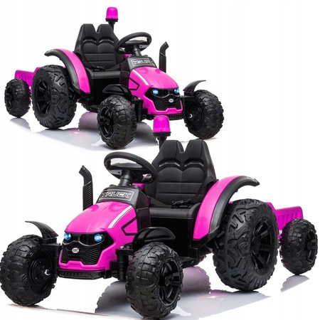 Różowy traktor ciągnik z przyczepą na akumulator dla dzieci pojazd elektryczny HZB-200